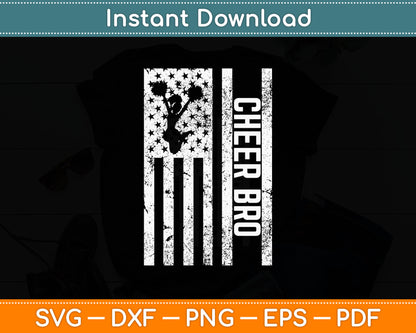 Cheer Bro Cheerleader Brother Funny American Flag Svg Digital Cutting File