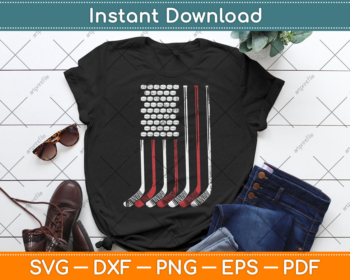 American Flag Hockey 4th Of July Svg Digital Cutting File