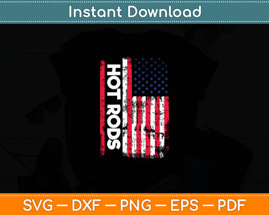 American Flag Hot Rod Classic And Muscle Cars Gift Svg Digital Cutting File