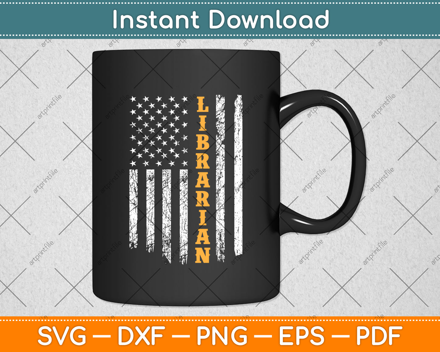 American Flag Librarian Svg Digital Cutting File