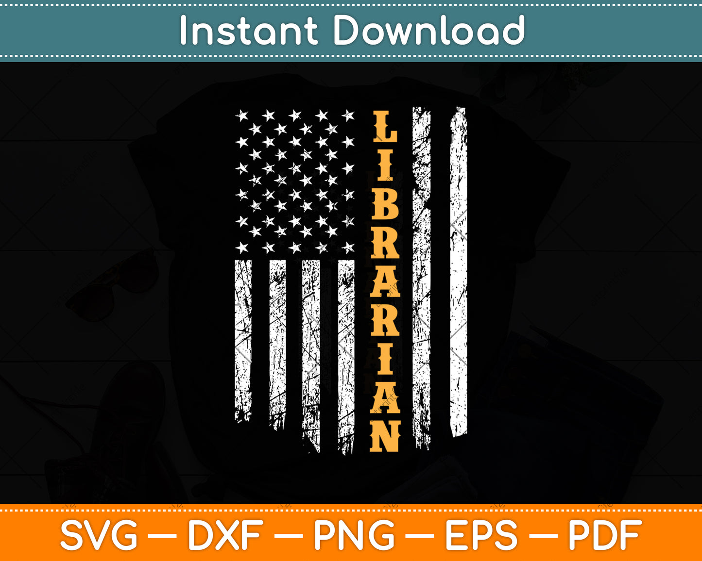 American Flag Librarian Svg Digital Cutting File