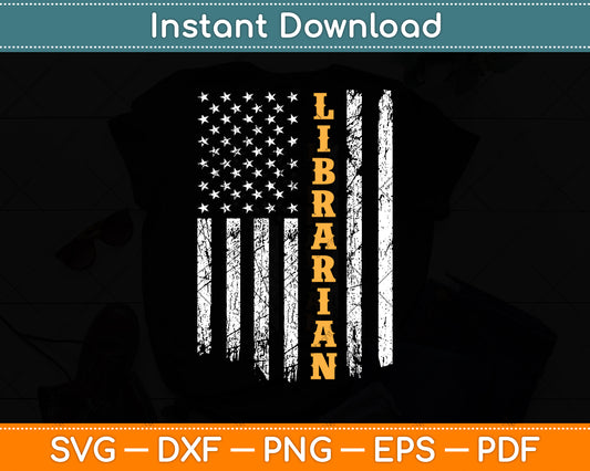 American Flag Librarian Svg Digital Cutting File