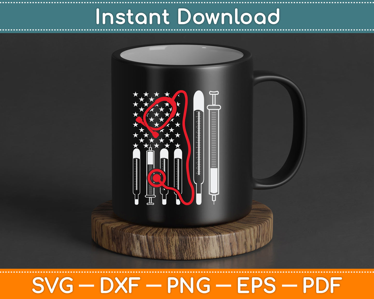 American Flag Nurse 4th of July SVG Digital Cutting File