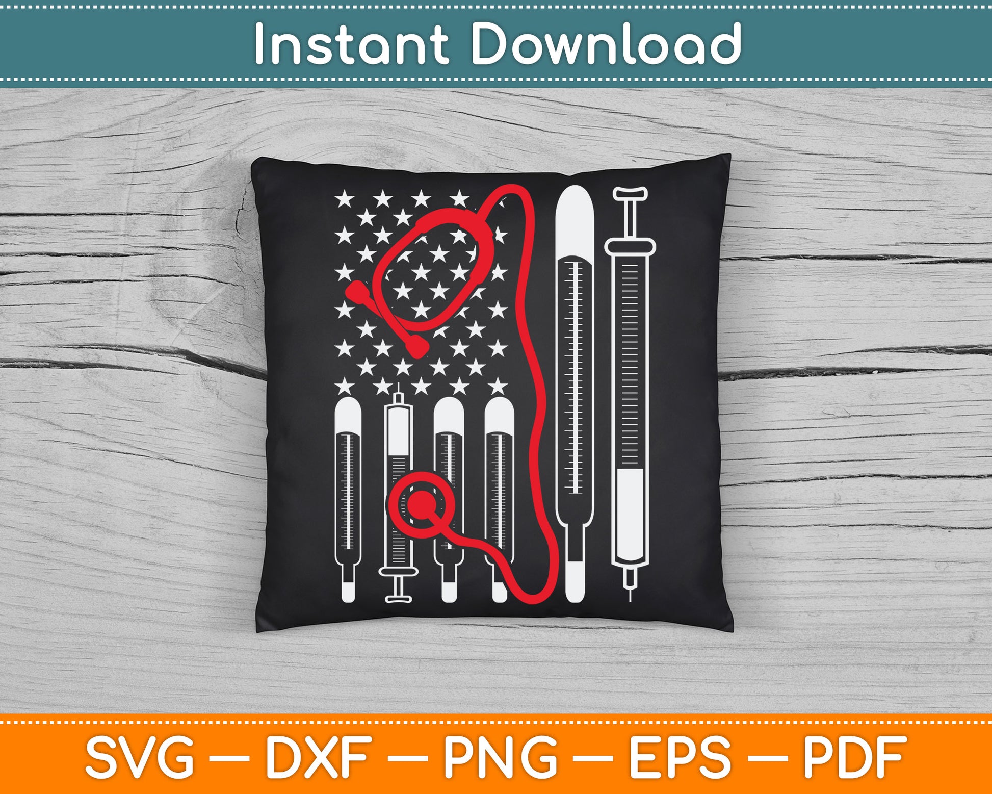American Flag Nurse 4th of July SVG Digital Cutting File