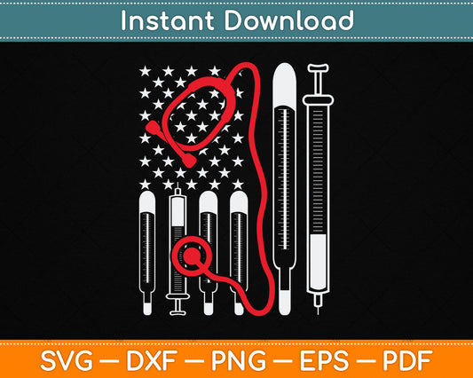 American Flag Nurse 4th of July SVG Digital Cutting File