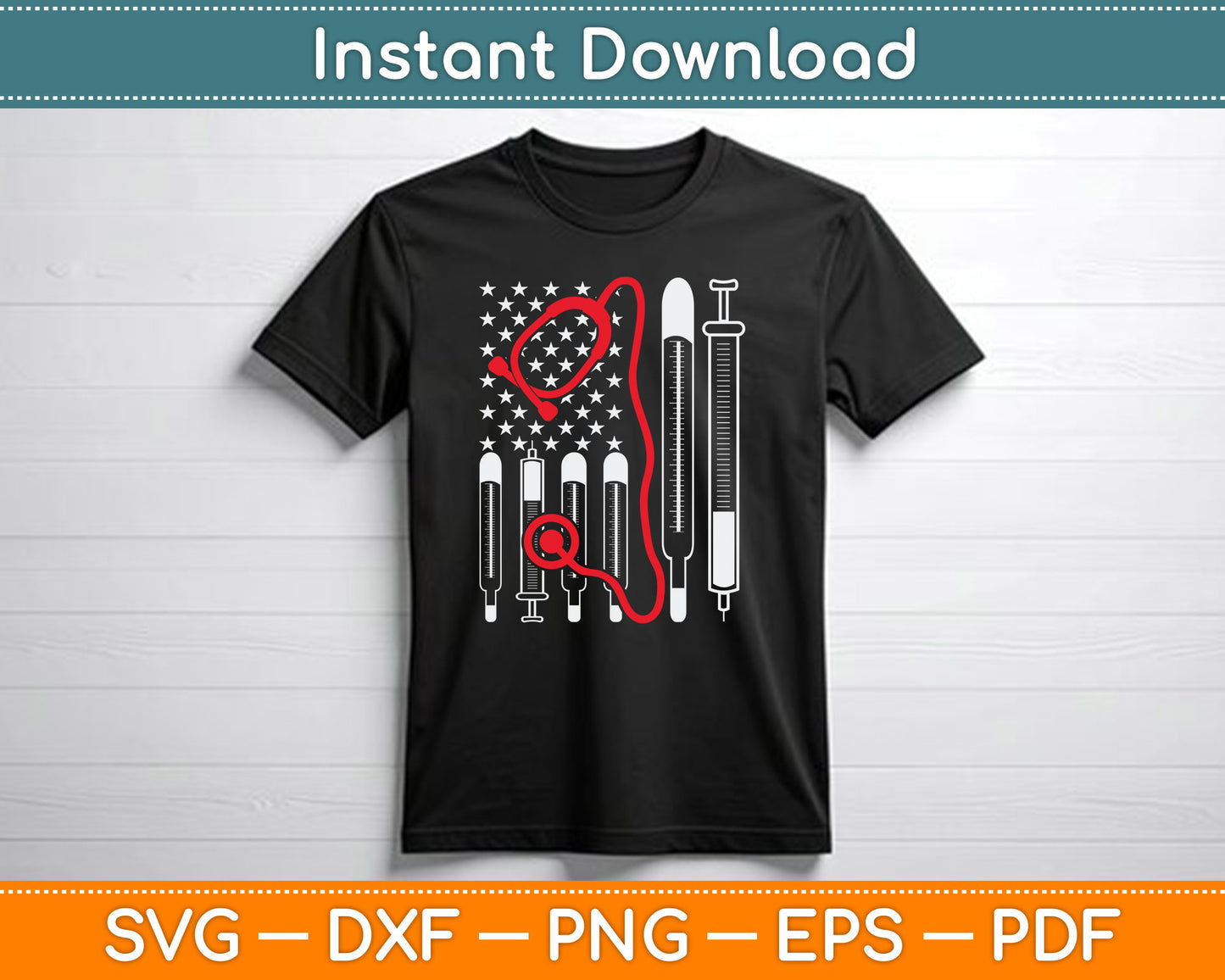 American Flag Nurse 4th of July SVG Digital Cutting File