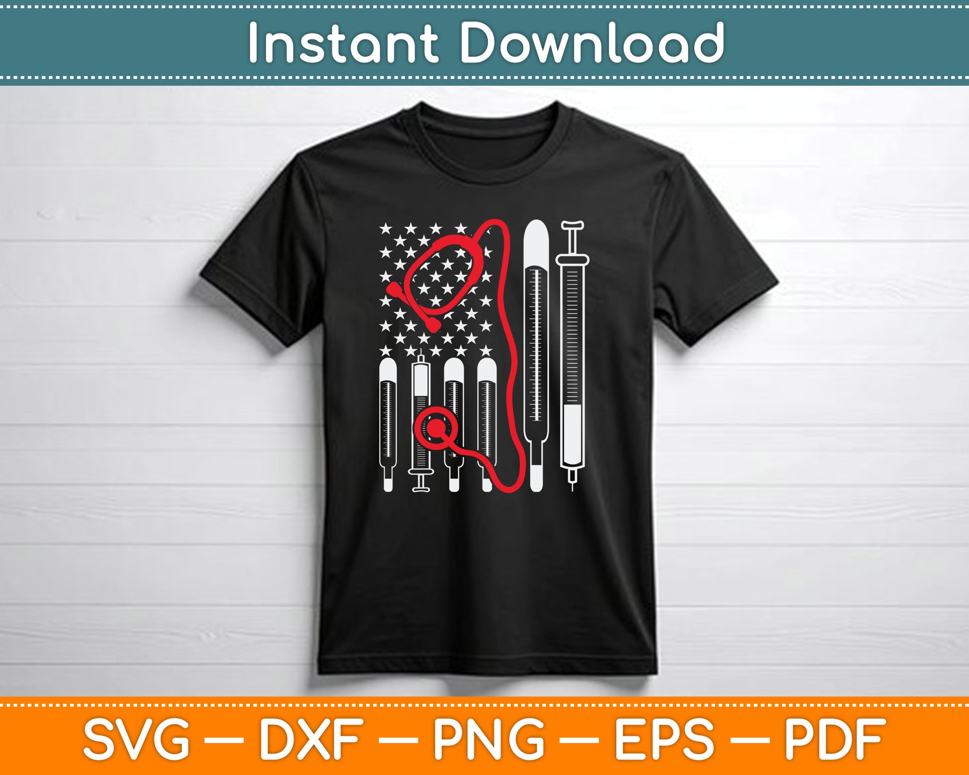 American Flag Nurse 4th of July SVG Digital Cutting File