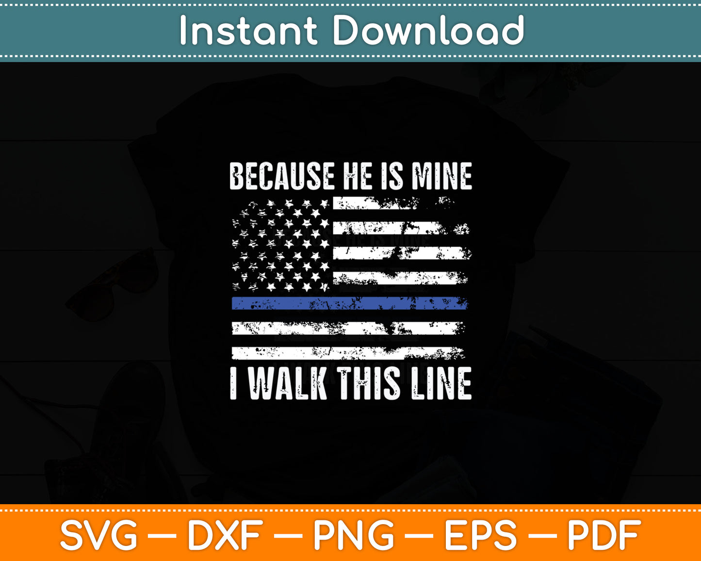 American Flag Police Officer Wife Gift Girlfriend Svg Digital Cutting File
