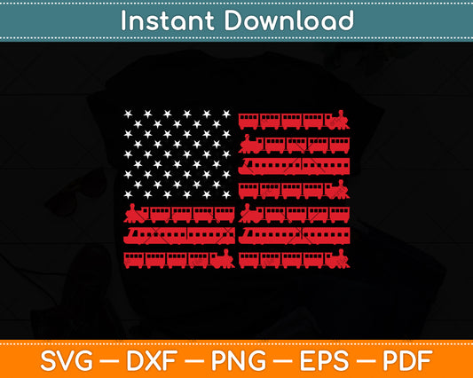 American Flag Railroad Train Svg Digital Cutting File