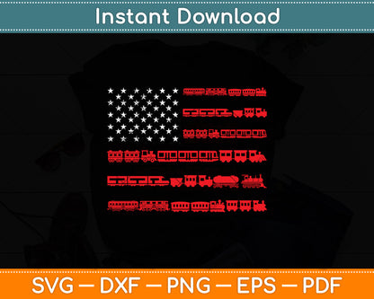 American Flag Railroad Train Svg Digital Cutting File