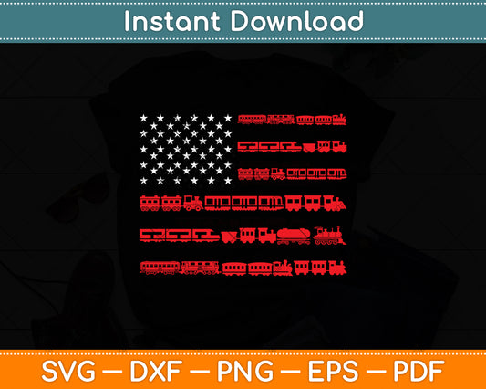American Flag Railroad Train Svg Digital Cutting File