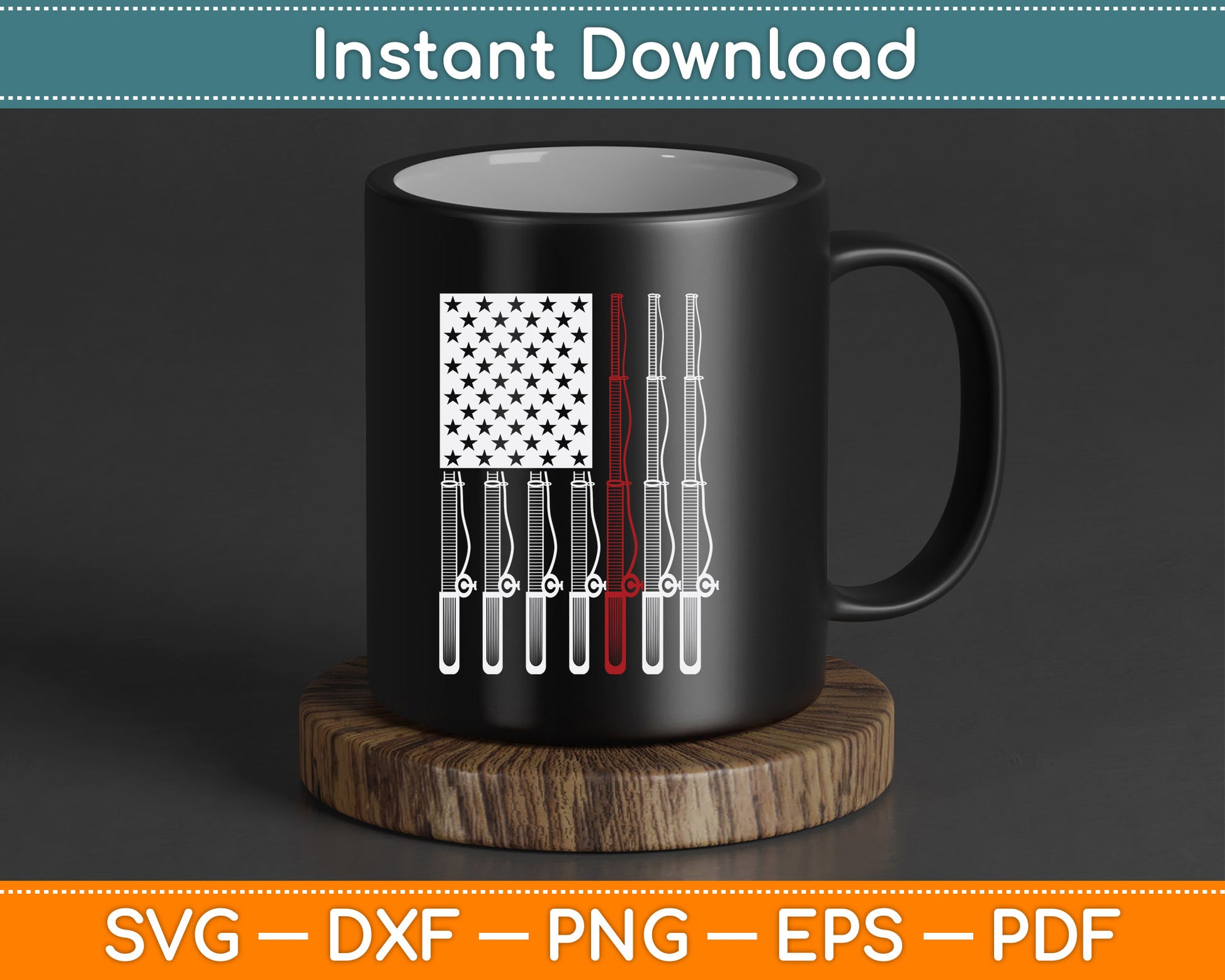 American Flag Reel Cool Uncle Fishing 4th of July SVG Digital Cutting File
