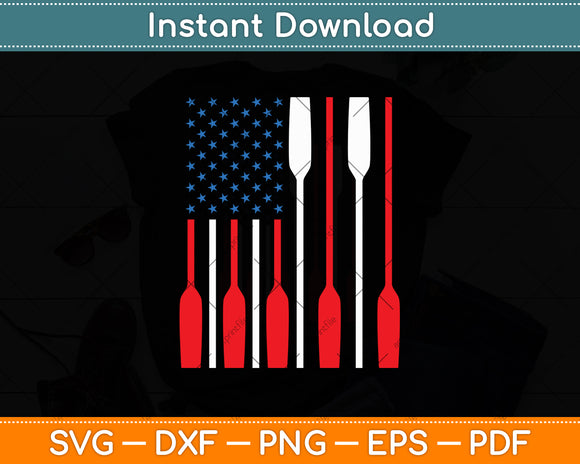 Cool American Flag Rowing Oar Funny Paddle Lover Rowers Svg Digital Cutting File