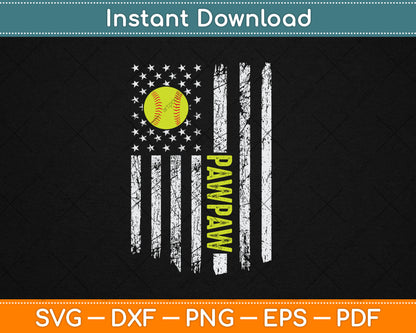 American Flag Softball Pawpaw Father’s Day Svg Digital Cutting File