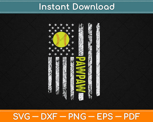 American Flag Softball Pawpaw Father’s Day Svg Digital Cutting File
