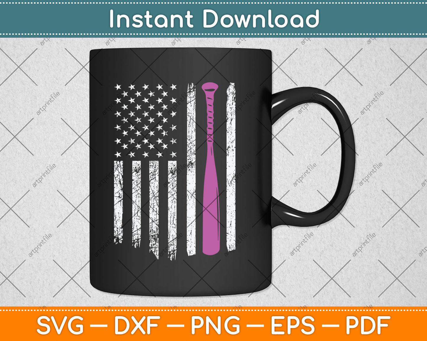 American Flag Softball Players And Pink Bat Svg Digital Cutting File