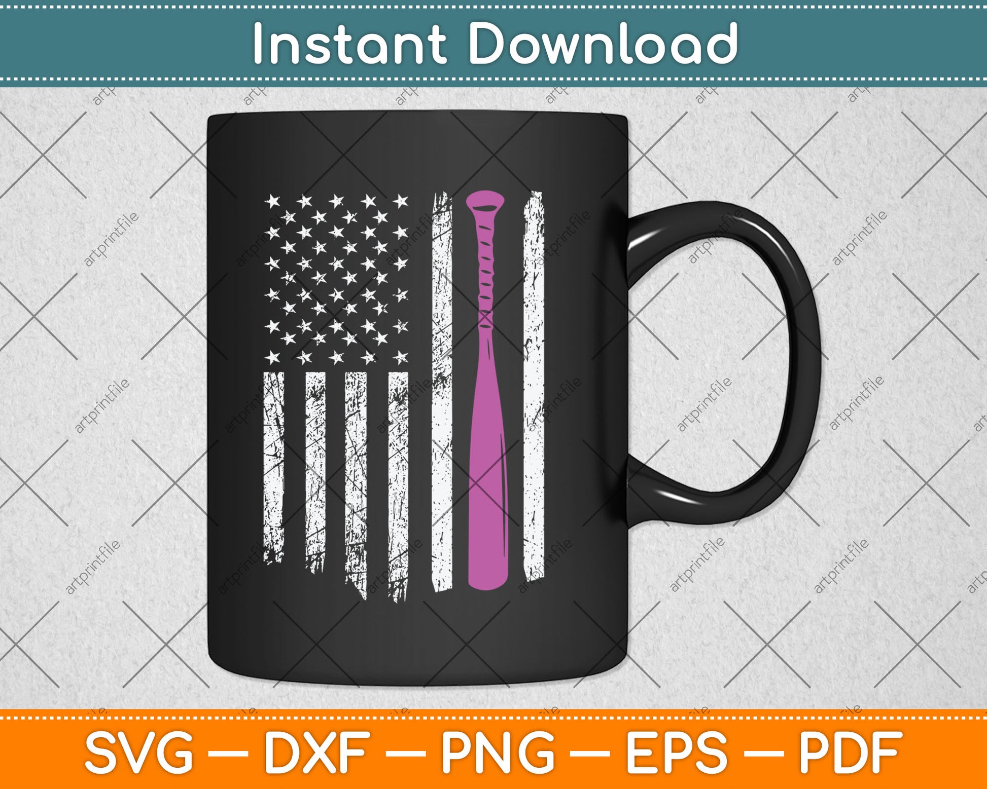 American Flag Softball Players And Pink Bat Svg Digital Cutting File