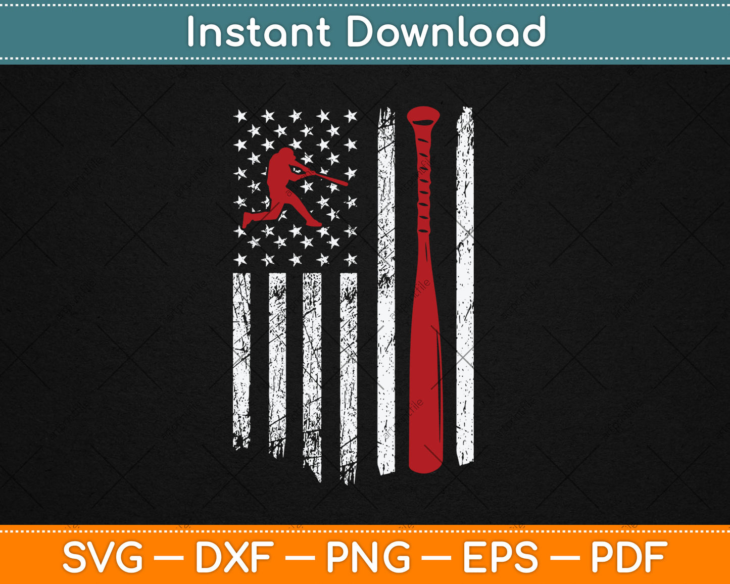 American Flag Softball Players Svg Digital Cutting File