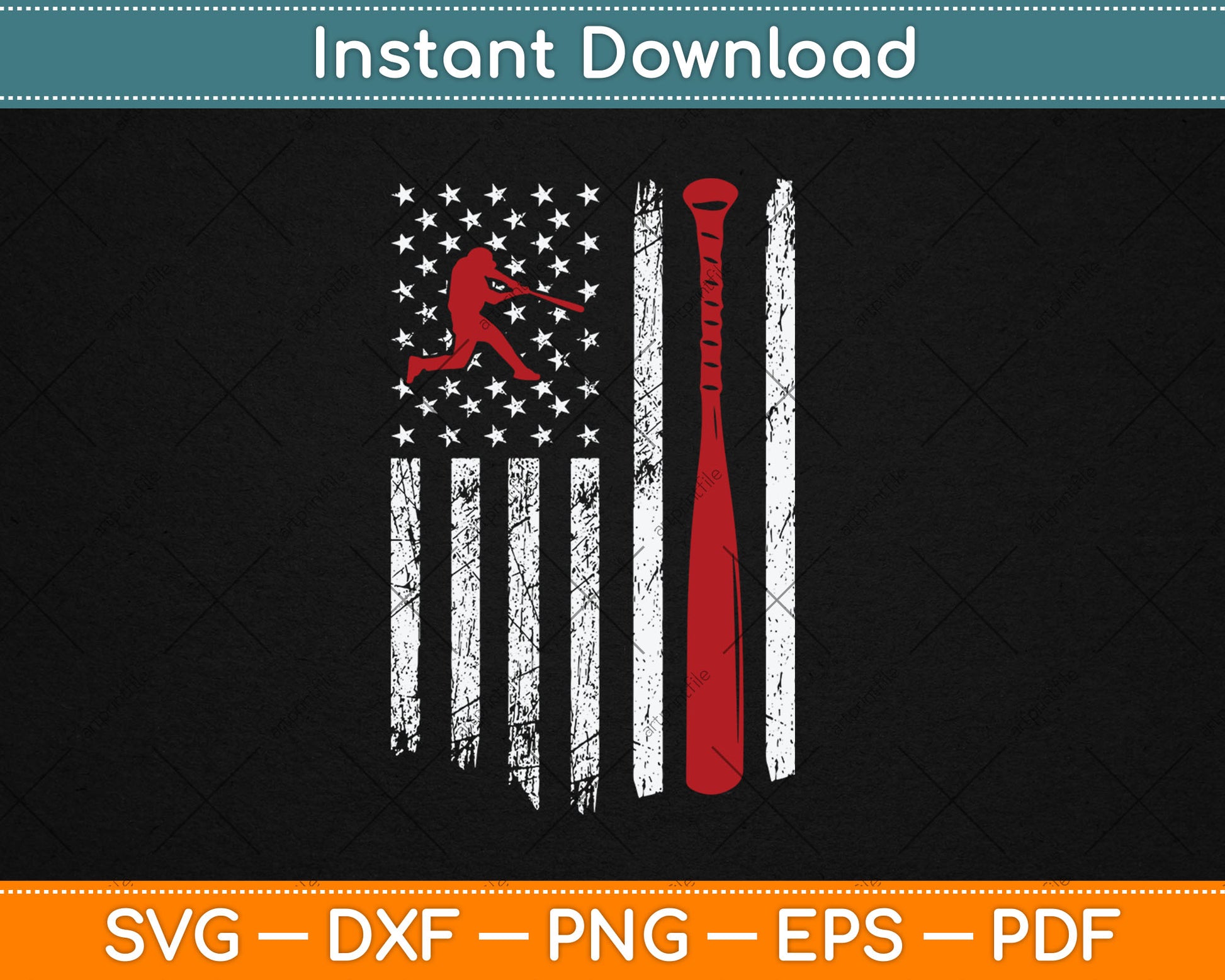 American Flag Softball Players Svg Digital Cutting File