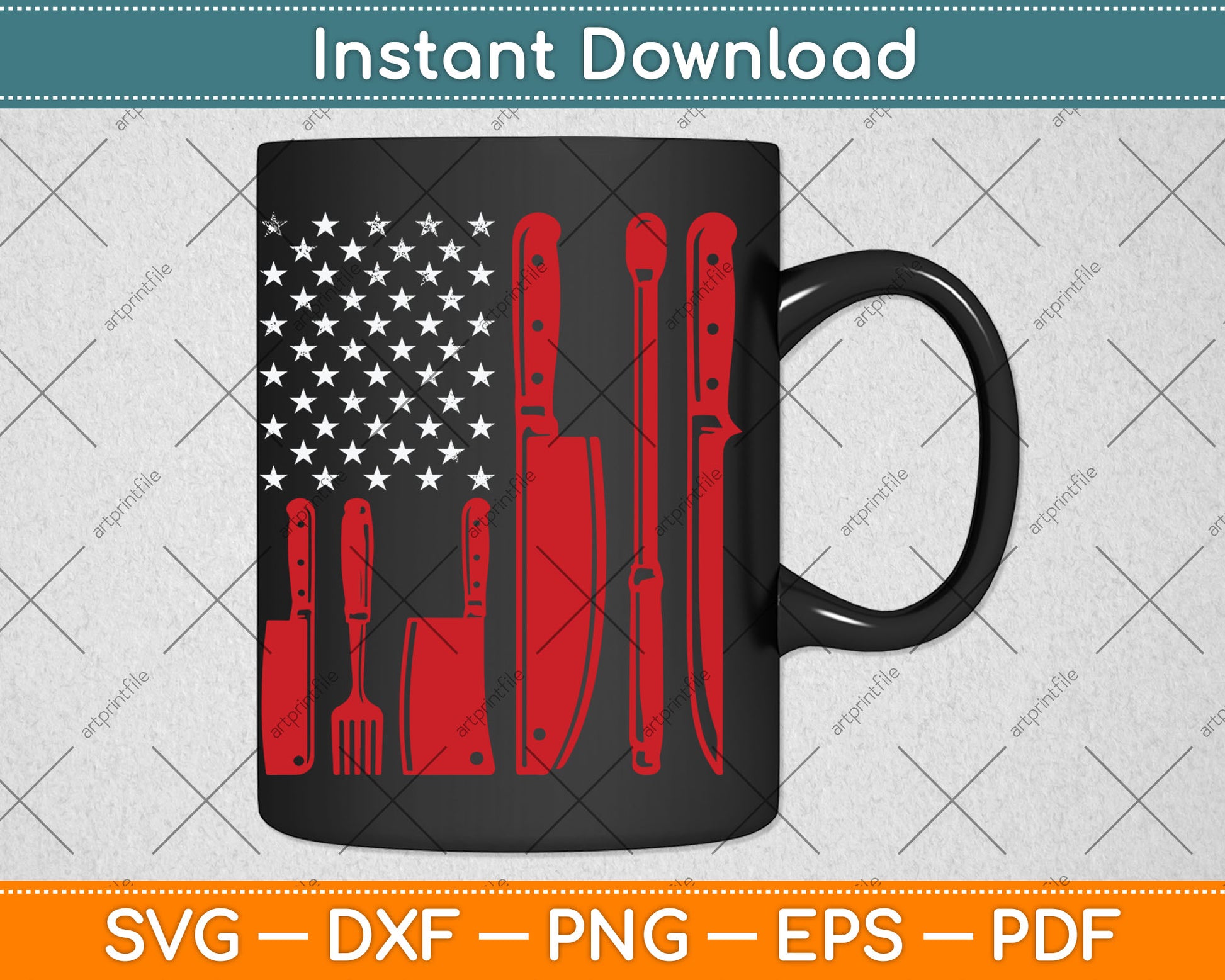 American Flag USA Butcher Butchery Slaughterer Svg Digital Cutting File