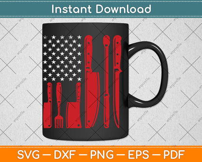 American Flag USA Butcher Butchery Slaughterer Svg Digital Cutting File