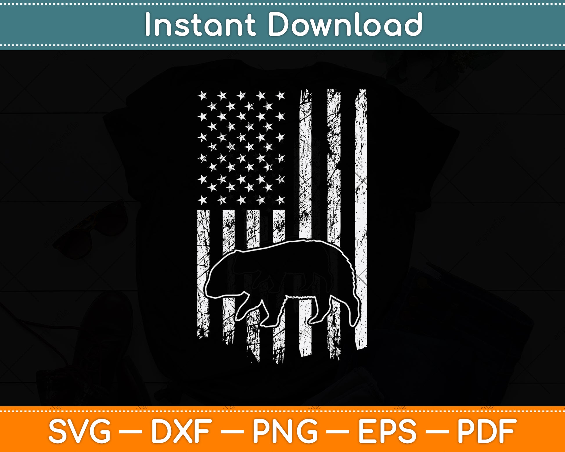 American Flag Wombat Svg Png Dxf Digital Cutting File