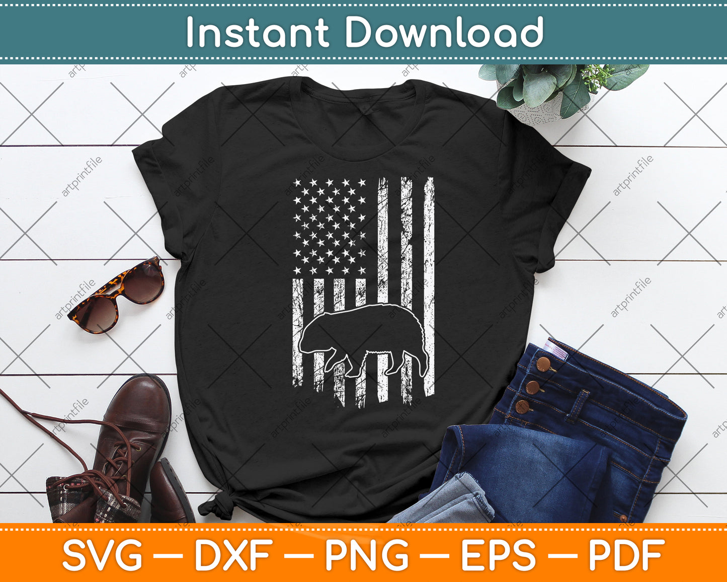 American Flag Wombat Svg Png Dxf Digital Cutting File