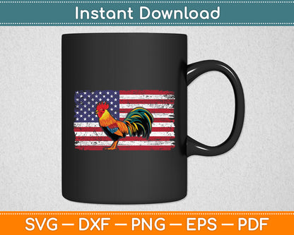 American Flag Rooster Cockfighting Svg Png Dxf Digital Cutting File