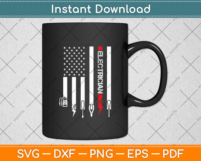 Electrician Patriotic American Flag Electrician Svg Digital Cutting File