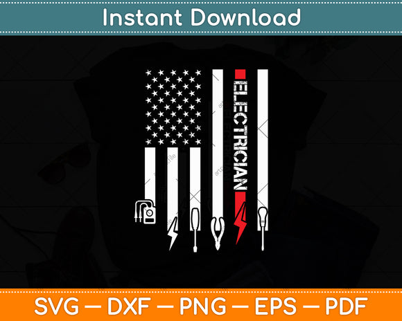 Electrician Patriotic American Flag Electrician Svg Digital Cutting File