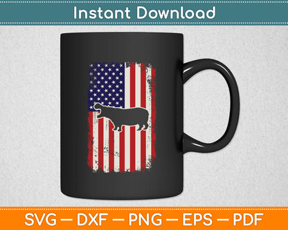 American US Flag Hippopotamus Svg Png Dxf Digital Cutting File