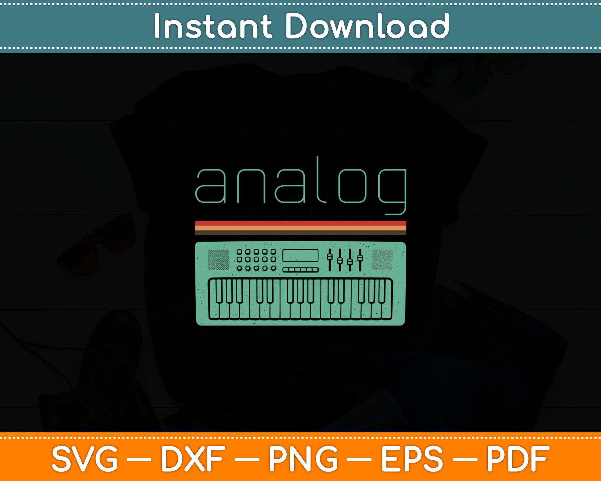 Analog Vintage Synthesizer Acid Nerd Synth 80s Svg Digital Cutting File