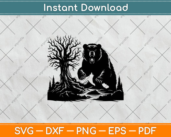 Angry Bear Svg Design Digital Cutting File