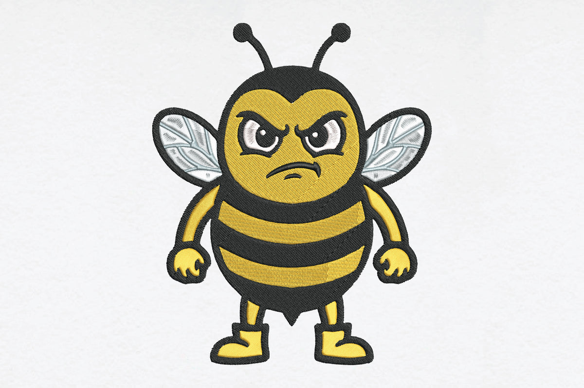 Angry Bee Embroidery Design