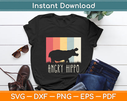 Angry Hippo Vintage Hippopotamus Svg Png Dxf Digital Cutting File