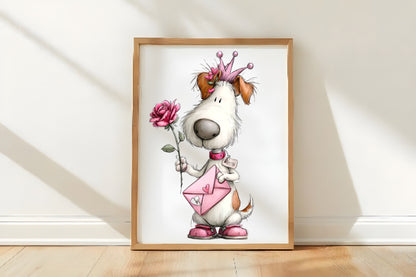 Animals with Rose Valentine Clipart PNG Bundle | Cute Watercolor Valentine Animal Clipart