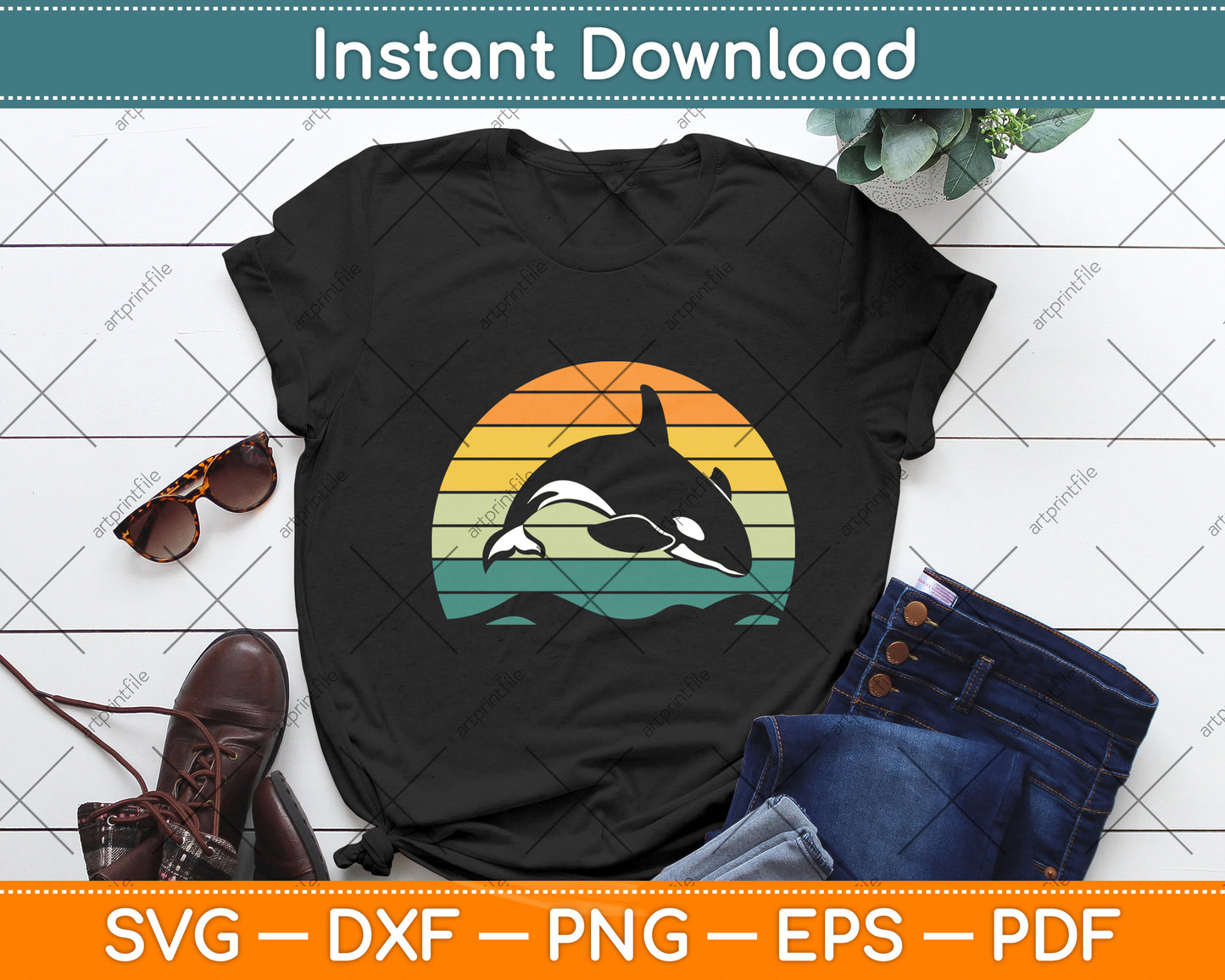 Aquarist Killer Whale Retro Svg Png Dxf Digital Cutting File