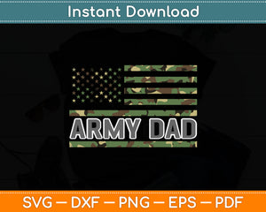 Retro Vintage Army Dad American USA Flag Father's Day Svg Digital Cutting File