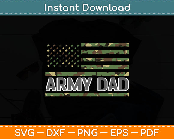 Retro Vintage Army Dad American USA Flag Father's Day Svg Digital Cutting File