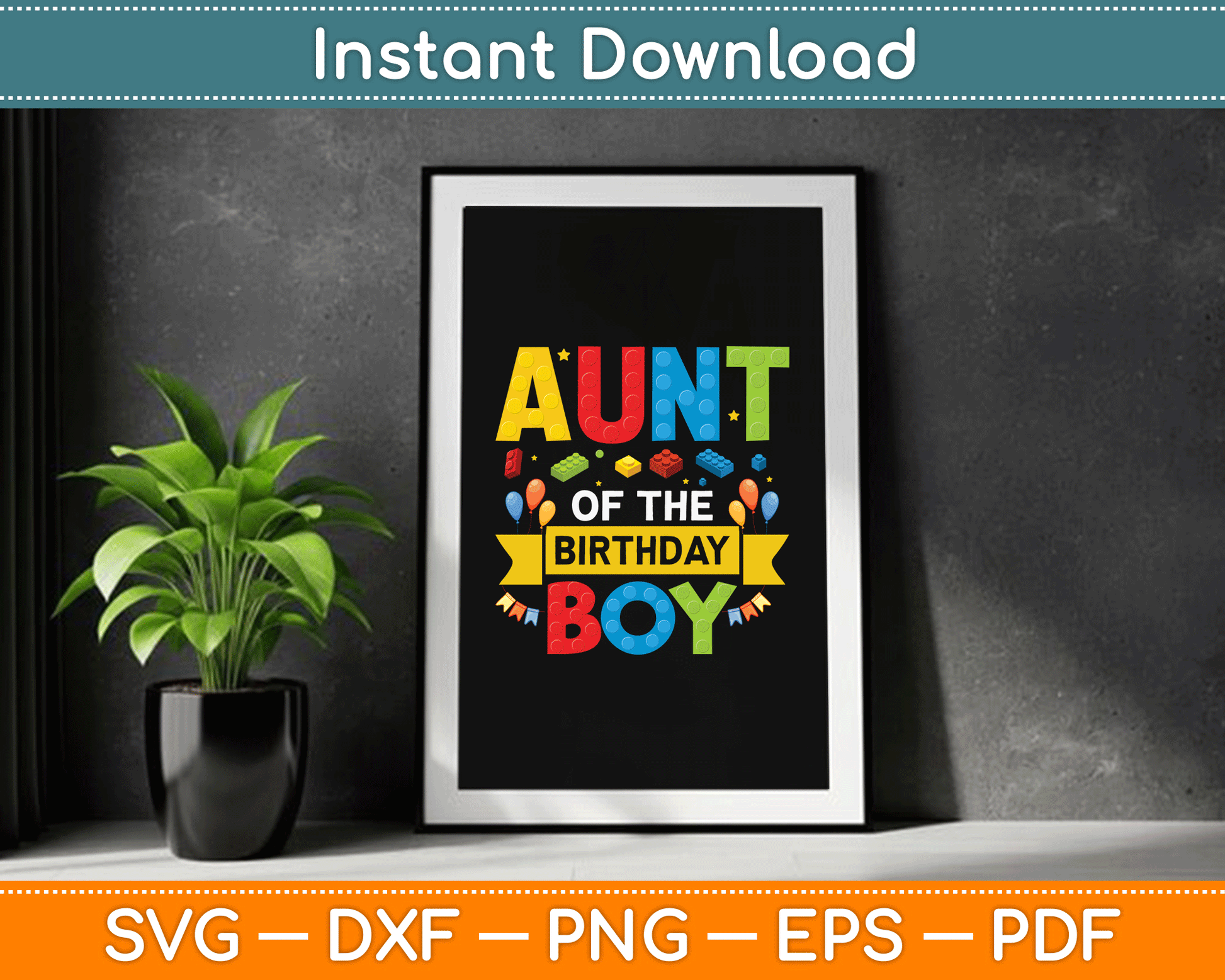 Aunt Of The Birthday Boy Master Builder SVG Digital Cutting File