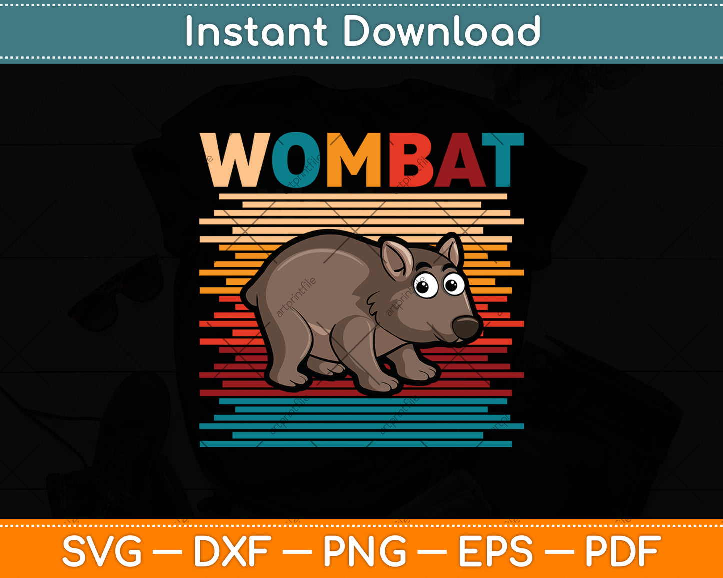 Vintage Retro Wombat Svg Png Dxf Digital Cutting File