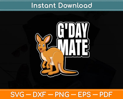 Australia G'Day Mate Kangaroo Australian Symbol Funny Svg Png Dxf Digital Cutting File