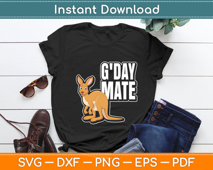Australia G'Day Mate Kangaroo Australian Symbol Funny Svg Png Dxf Digital Cutting File