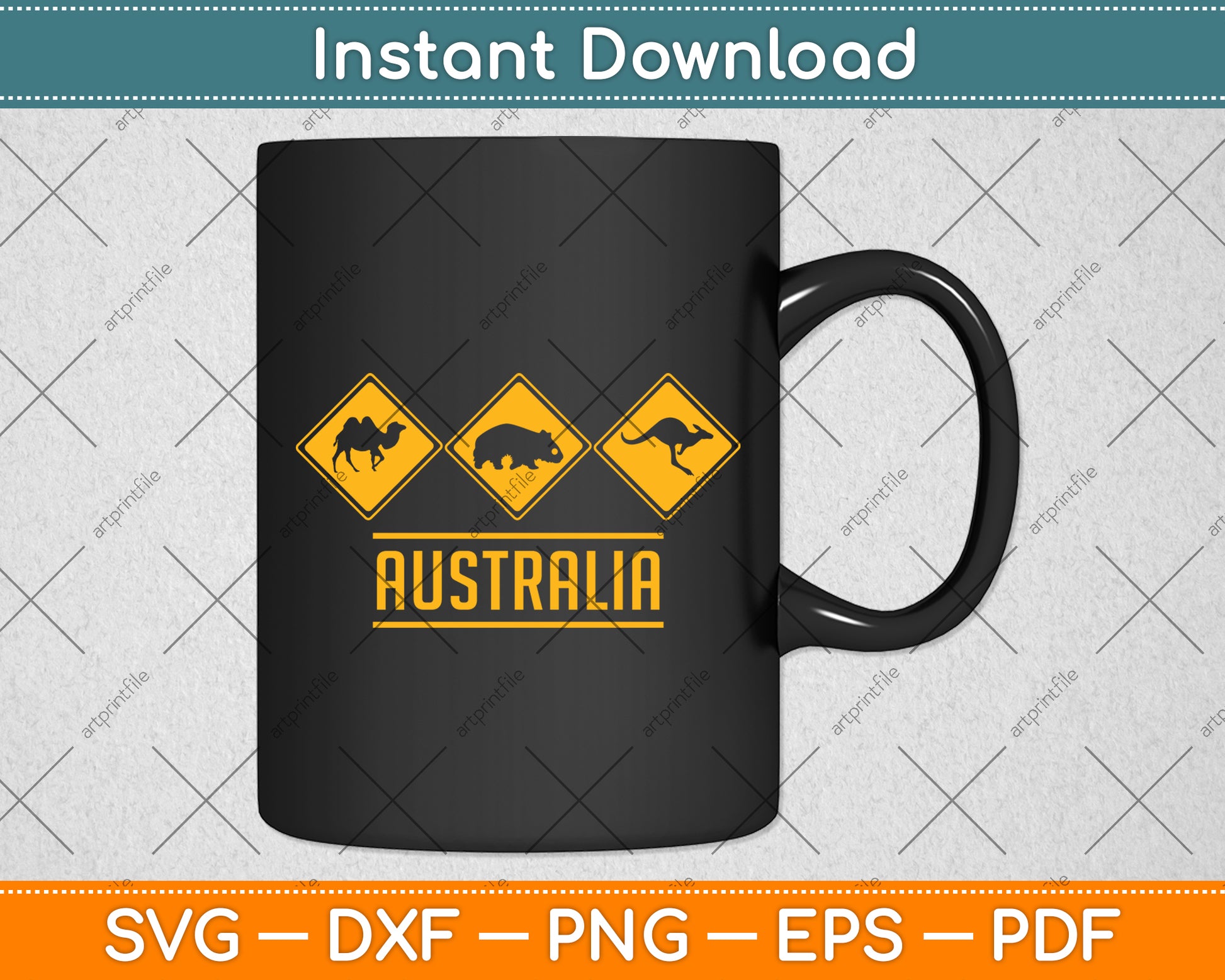 Australia Retro Kangaroo Sign Svg Png Dxf Digital Cutting File
