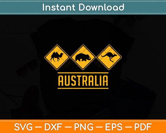 Australia Retro Kangaroo Sign Svg Png Dxf Digital Cutting File