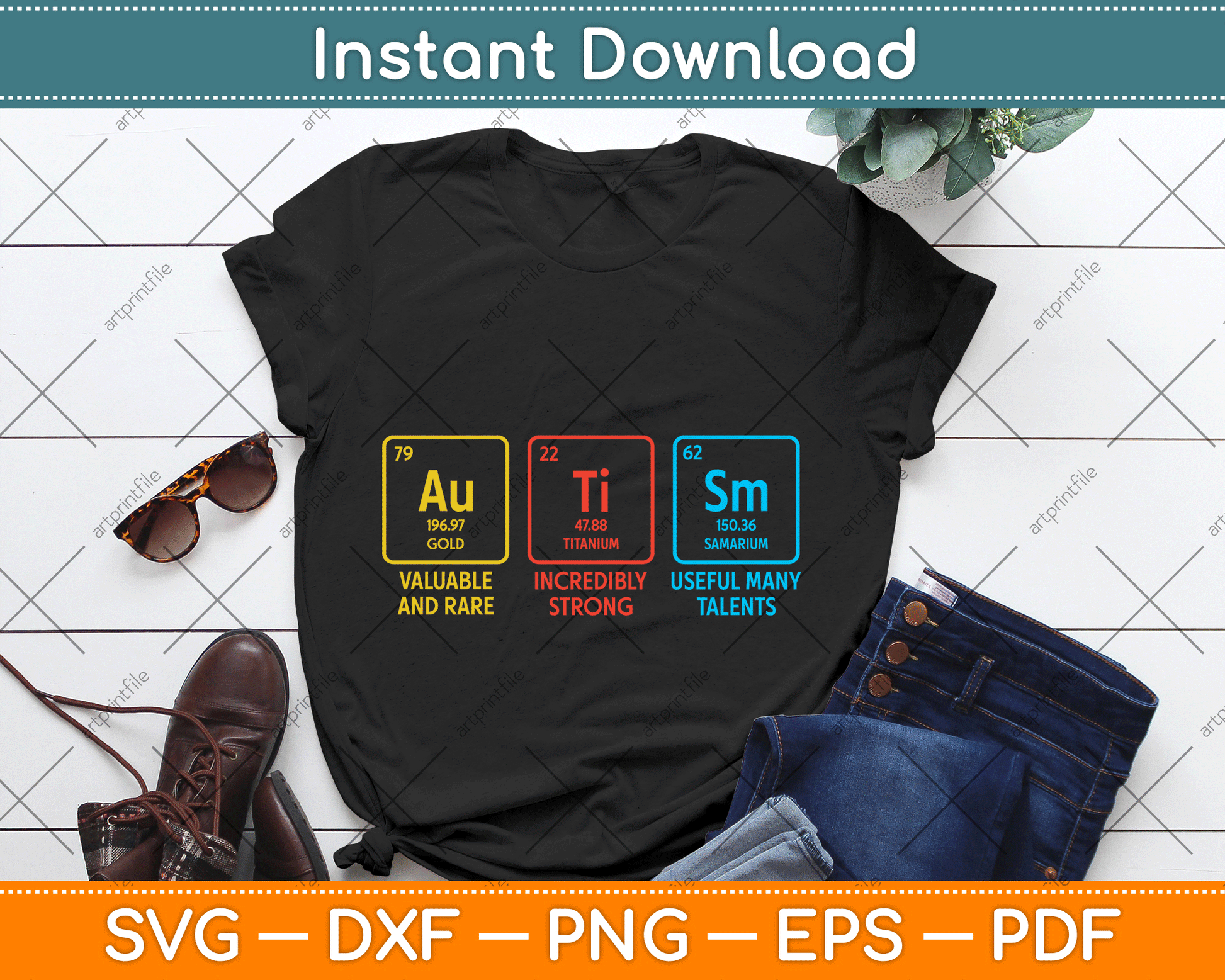 Autism Awareness Kids Elements Periodic Table ASD SVG Cutting File