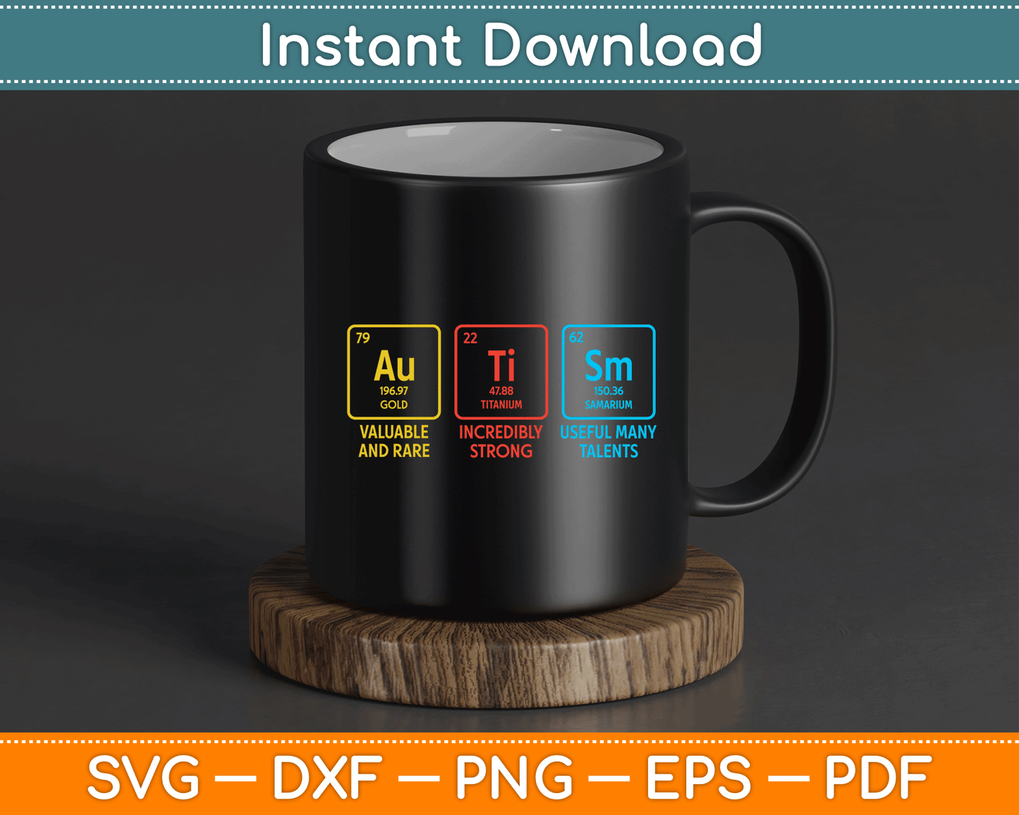 Autism Awareness Kids Elements Periodic Table ASD SVG Digital Cutting File