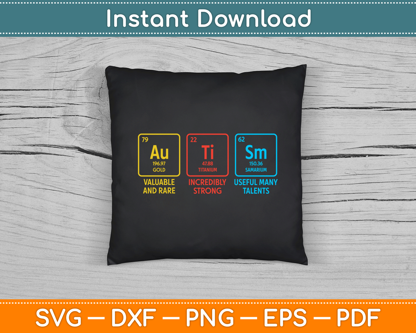 Autism Awareness Kids Elements Periodic Table ASD SVG Digital Cutting File