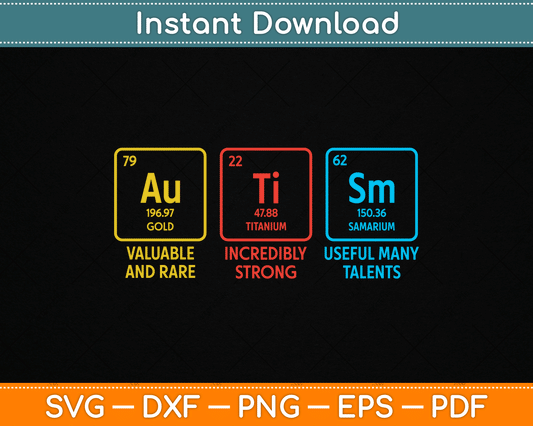 Autism Awareness Kids Elements Periodic Table ASD SVG File