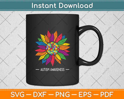 Autism Awareness Sunflower Svg Digital Cutting File